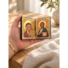 Load image into Gallery viewer, Icon Diptych Saint Mary Magdalene the Red Egg & Resurrection With Cross on the Front & Back 3 1/4 Inch tall