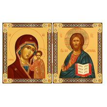 Load image into Gallery viewer, Icon Diptych Saint Mary Magdalene the Red Egg & Resurrection With Cross on the Front & Back 3 1/4 Inch tall