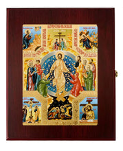 Load image into Gallery viewer, Resurrection Icon Decent Into Hell of Christ and Lifting up Of Adam and Eve Icon in WALL Hanging Or TABLE Box - Prayer Ropes, Beads, Jewelry Prayer Cards Anything Sacred - Catholic Orthodox icon Icon 7 1/2 Inch