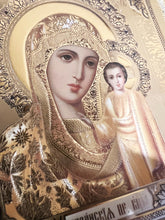 Load image into Gallery viewer, Christ the Teacher and Virgin of Kazan - Display Icon Diptych in Leatherette Like Case For Wedding Travel Home Icon Corner Altar - 5 1/4 Inch Tall - Gold and Silver Foiled icons