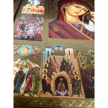Load image into Gallery viewer, Virgin of Kazan Feast Days - Gold & Silver Foiled Icon Covered With Glass - Gold Embossed Icon Gold and Silver Foiled - Wall Hanging - High Quality - 13"x9 1/4"