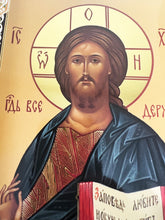 Load image into Gallery viewer, Icon Diptych - Christ The Teacher and Virgin of Kazan With Cross on the Front & Back 8"