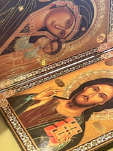 Load image into Gallery viewer, Icon Diptych - Christ The Teacher and Virgin of Kazan With Cross on the Front & Back 8"