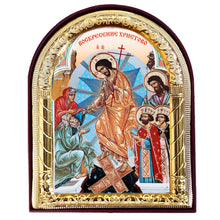 Load image into Gallery viewer, Resurrection of Christ Saints - Gold Foil Arched Icon 4"x 3 1/4"