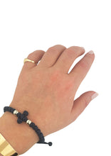 Load image into Gallery viewer, Light Black Prayer 33 Knot Bracelet with Cross Made in Lebanon Hand Made - Adjustable Fits All