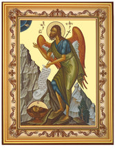 Load image into Gallery viewer, SAINT JOHN THE FORERUNNER, BIRD OF DESERT Greek Byzantine Icon - Wall Hanging with Stand