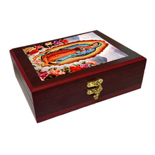 Load image into Gallery viewer, Our Lady of Guadalupe Icon Framed in WALL Hanging Or TABLE Box - Prayer Ropes, Beads, Jewelry Prayer Cards Anything Sacred - Catholic Orthodox icon Icon 7 1/2 Inch