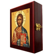 Load image into Gallery viewer, Christ The Teacher GOLD FOIL Icon Framed in WALL Hanging Or TABLE Box - Prayer Ropes, Beads, Jewelry Prayer Cards Anything Sacred - Catholic Orthodox icon Icon 7 1/2 Inch