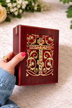 Load image into Gallery viewer, Three Bar Cross Wooden Icon Box Keepsake For Prayer Beads Rosary Jewelry - Anything Sacred 7 1/2 Inch - Table or Wall Hanging