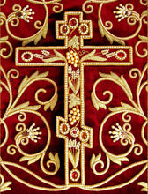 Load image into Gallery viewer, Three Bar Cross Wooden Icon Box Keepsake For Prayer Beads Rosary Jewelry - Anything Sacred 7 1/2 Inch - Table or Wall Hanging