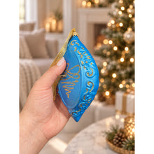 Load image into Gallery viewer, Virgin Mary "Truly To Meet" Christmas Ornament 6 1/2 inch Blue Gold - Non-Breakable
