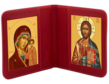 Load image into Gallery viewer, Traveling Icon Diptych - Book Virgin of Kazan & Christ The Teacher - Traveling Faith - Leatherette Case
