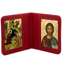 Load image into Gallery viewer, Traveling Icon Diptych - Prayer Book - Nativity of Christ & Christ The Teacher