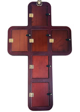 Load image into Gallery viewer, Greek Icon Cross - 14 Inch Oak Wood - Gold Foil Icons