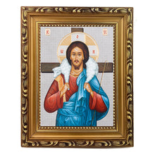 Load image into Gallery viewer, Christ The Good Shepherd Gold Foil Icon - Wooden Frame - Wall Hanging With Stand 7 3/4 Inch tall
