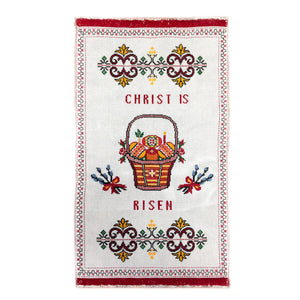 Easter Basket Cover "Christ Is Risen" Hand Embroidered -