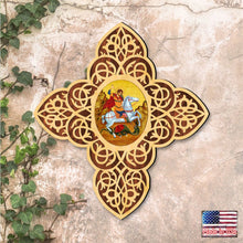 Load image into Gallery viewer, St. George Filigree Wooden Cross by Museum Icons
