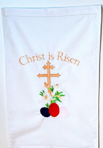 Easter Basket Cover 3 Bar Cross Embroidered