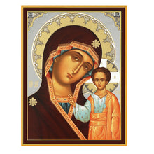 Load image into Gallery viewer, Virgin of Kazan Icon Box Wooden Rosary Prayer Beads Keepsake Box Religious Christian - Lined With Velvet - High Quality - Religious Gift Idea  5 1/16"
