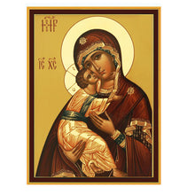 Load image into Gallery viewer, Virgin of Vladimir Icon Box Wooden Rosary Prayer Beads Keepsake Box Religious Christian - Lined With Velvet - High Quality - Religious Gift Idea  5 1/16"
