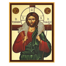 Load image into Gallery viewer, Christ The Good Shepherd Icon Box Wooden Rosary Prayer Beads Keepsake Box Religious Christian - Lined With Velvet - High Quality - Religious Gift Idea  5 1/16"
