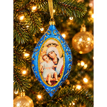 Load image into Gallery viewer, Virgin Mary "Truly To Meet" Christmas Ornament 6 1/2 inch Blue Gold - Non-Breakable
