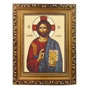 CHRIST BLESSING, PANTOCRATOR - Gilded - Byzantine Greek Icon