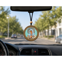 Load image into Gallery viewer, Virgin Mary - Car Room Christmas Tree Pendant - Reversible - On Rope - Eternal Bloom and Extreme Humility Icons 2"
