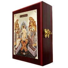 Load image into Gallery viewer, Resurrection Christ' S Descent Into Hell Byzantine Greek Icon TABLE  Box - For Prayer Ropes, Beads, Jewelry Prayer Cards Anything Sacred - Catholic Orthodox icon  Icon 7 1/2 Inch
