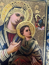Load image into Gallery viewer, Perpetual Help Orthodox Catholic Icon Gold Foil Wooden Icon 7 1/2 inch, Wall Hanging &amp; Standing
