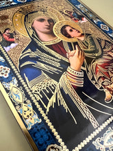 Load image into Gallery viewer, Perpetual Help Orthodox Catholic Icon Gold Foil Wooden Icon 7 1/2 inch, Wall Hanging &amp; Standing
