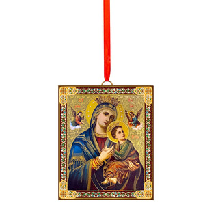 Perpetual Help Wooden Icon Ornament