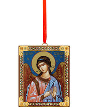 Load image into Gallery viewer, Nativity of Christ - Guardian Angel - Perpetual Help - Wooden Icon Christmas Ornaments - Gold Foiled  2 Sided - With Red Ribbon - Set of 3
