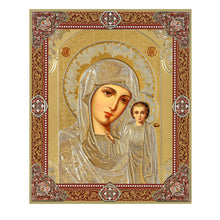 Load image into Gallery viewer, Gold Foil Wooden Icon Virgin of Kazan  7 1/2 inch
