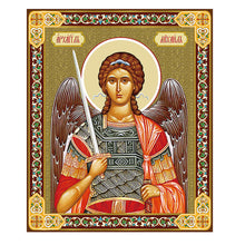 Load image into Gallery viewer, Saint Michael Gold Foil Mini Wooden Icon
