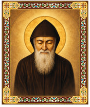 Load image into Gallery viewer, Saint Charbel Icon Wooden Catholic Religious Wall Hanging with Display Stand 4 3/4 inch
