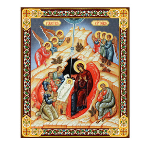 Nativity of Christ Gold Foil Mini Wooden Icon