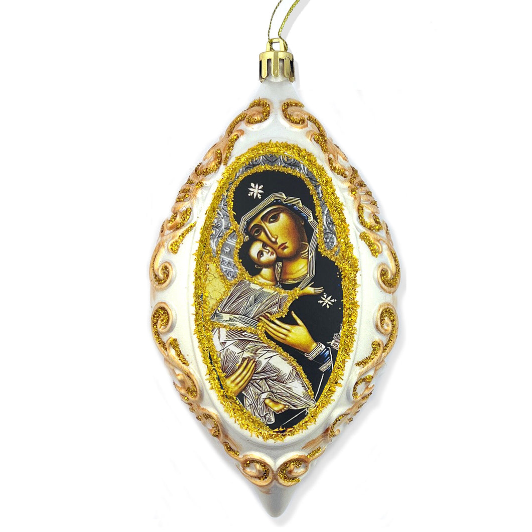 Christmas Ornament Decoration Virgin of Vladimir 6 1/2 Inch Non-Breakable