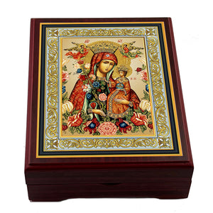 Wooden Icon Box - Madonna and Child Unfading Bloom