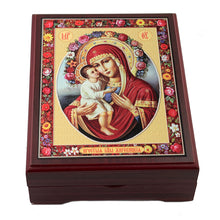 Load image into Gallery viewer, Wooden Icon Box - Madonna and Child Unfading Bloom
