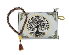 Load image into Gallery viewer, Set of 2 - Tree of Life Pouch With Wooden Prayer Beads 33 Beads - 2 Sided Tapestry  Keepsake Pouch
