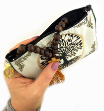 Load image into Gallery viewer, Set of 2 - Tree of Life Pouch With Wooden Prayer Beads 33 Beads - 2 Sided Tapestry  Keepsake Pouch
