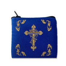 Load image into Gallery viewer, Pure 14 kt Gold Cross - Three Barred Orthodox Russian Cross Pendant  - Engraving on the Back in Slavonic "Save us" 3/4"x1/2" Comes With Pouch
