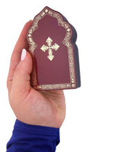 Load image into Gallery viewer, Miniature Church Dome Shape Diptych - Perpetual Help &amp; Guardian Angel - Wooden 4 Inch, Cross on the Front and Back , For Travel or Home Display
