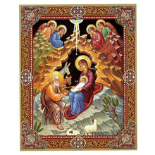 Load image into Gallery viewer, Nativity of Christ Gold Foil Mini Wooden Icon
