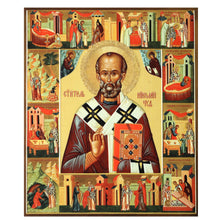 Load image into Gallery viewer, Saint Nicholas Gold Foil Mini Wooden Icon
