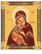 Load image into Gallery viewer, JC167-XL Virgin of Vladimir - Gold Foil Wooden Icon 9 3/8"x8" inch, Wall Hanging &amp; Standing
