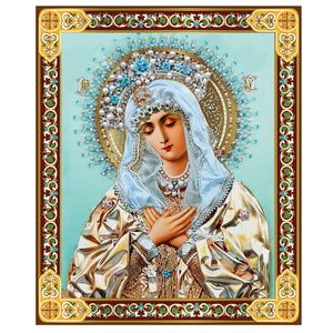 Extreme Humility Virgin Mary  Gold Foil Mini Wooden Icon