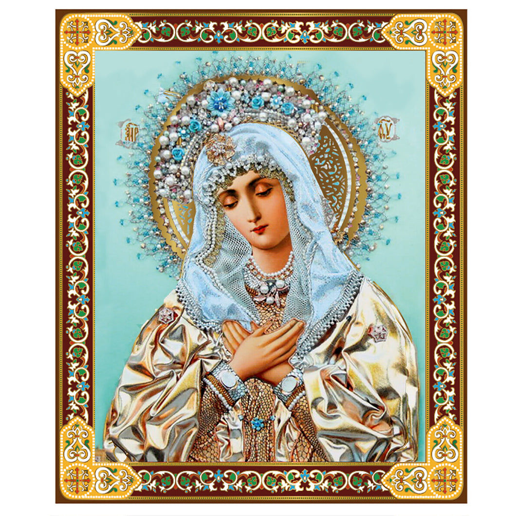 Extreme Humility Virgin Mary  Gold Foil Mini Wooden Icon