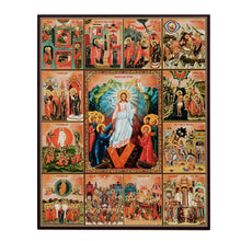 Load image into Gallery viewer, JC178-XL Resurrection of Christ Feast Days Lifting up Of Adam and Eve Gold Foil Wooden Icon 9 3/8"x8" inch, Wall Hanging &amp; Standing
